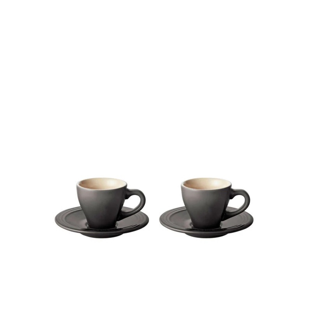 Le Creuset Classic Espresso Cups & Saucers Set, Oyster